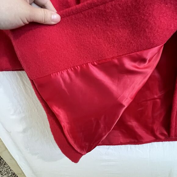 Women's Red Wool Coat - Picture 7 of 9